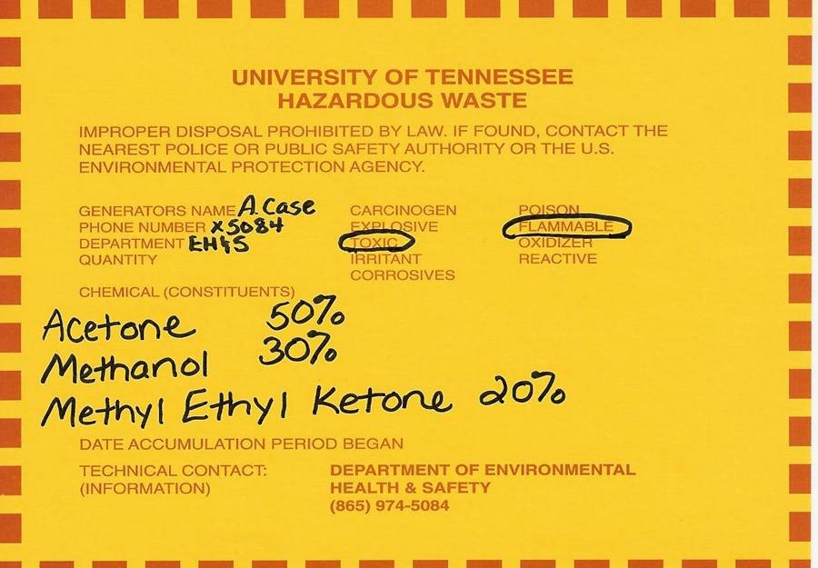 hazardous waste label