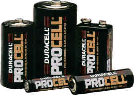 Regular alkaline AA, AAA, C, D and 9-volt batteries